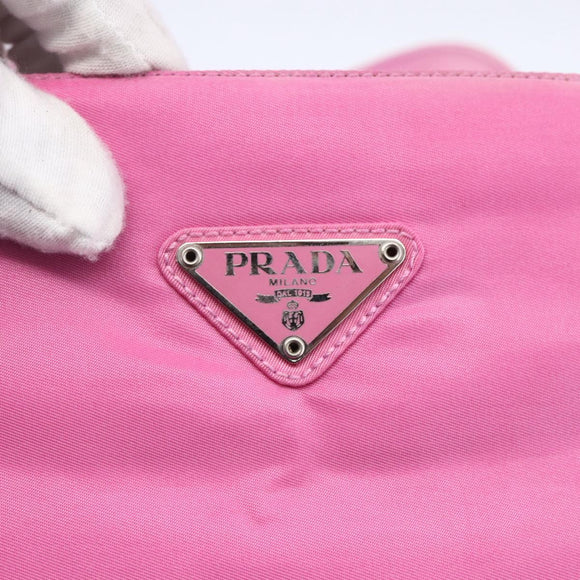 PRADA Tote Bag Nylon Pink Silver Auth hk3199