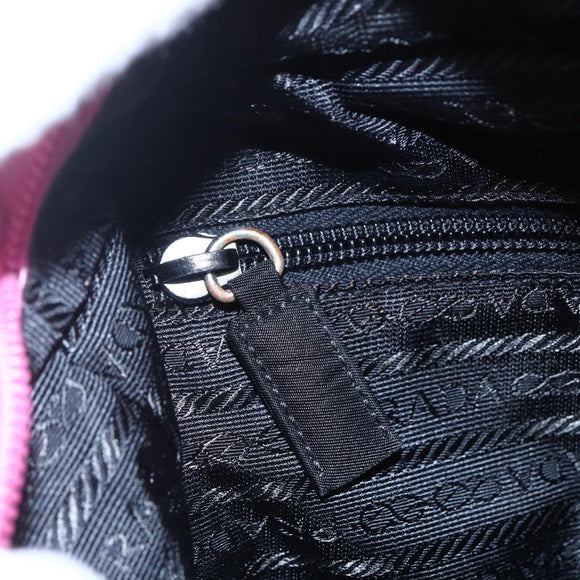 PRADA Tote Bag Nylon Pink Silver Auth hk3199