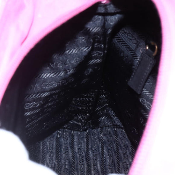 PRADA Tote Bag Nylon Pink Silver Auth hk3199