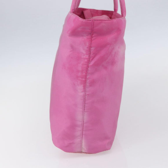 PRADA Tote Bag Nylon Pink Silver Auth hk3199