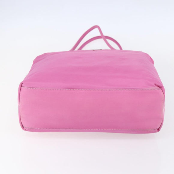 PRADA Tote Bag Nylon Pink Silver Auth hk3199