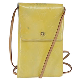 LOUIS VUITTON Monogram Vernis Walker Wallet Lime Yellow M91074 LV Auth hk3224