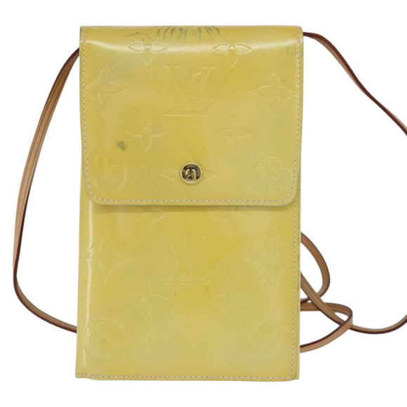 LOUIS VUITTON Monogram Vernis Walker Wallet Lime Yellow M91074 LV Auth hk3224