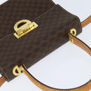 CELINE Macadam Canvas Hand Bag PVC Leather 2way Brown Gold Auth hk3227-6