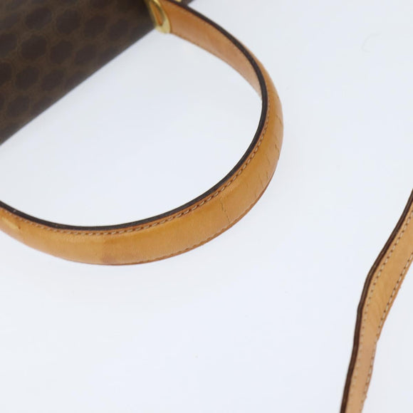 CELINE Macadam Canvas Hand Bag PVC Leather 2way Brown Gold Auth hk3227