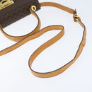 CELINE Macadam Canvas Hand Bag PVC Leather 2way Brown Gold Auth hk3227-9