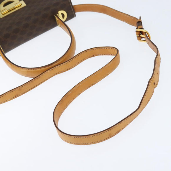 CELINE Macadam Canvas Hand Bag PVC Leather 2way Brown Gold Auth hk3227