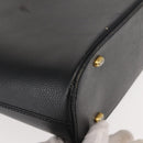 CELINE Hand Bag Leather Black Gold Auth hk3228-9