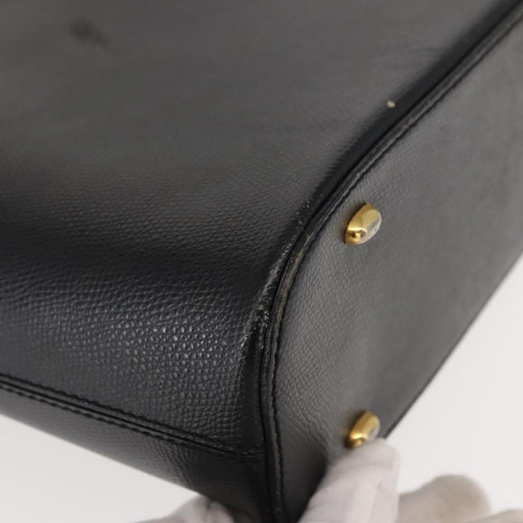 CELINE Hand Bag Leather Black Gold Auth hk3228