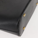 CELINE Hand Bag Leather Black Gold Auth hk3228-15