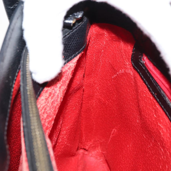 CELINE Hand Bag Leather Black Gold Auth hk3228