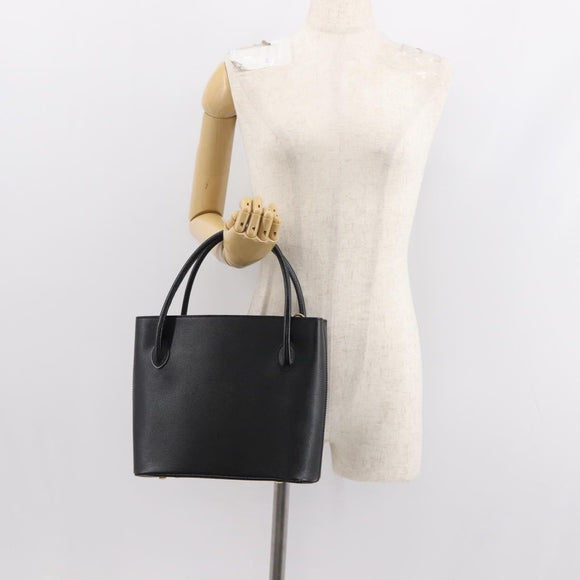 CELINE Hand Bag Leather Black Gold Auth hk3228