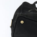 PRADA Canapa PM Hand Bag Canvas Black Gold Auth hk3229-9