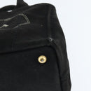 PRADA Canapa PM Hand Bag Canvas Black Gold Auth hk3229-14