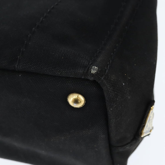 PRADA Canapa PM Hand Bag Canvas Black Gold Auth hk3229
