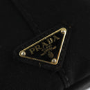 PRADA Canapa PM Hand Bag Canvas Black Gold Auth hk3229-17