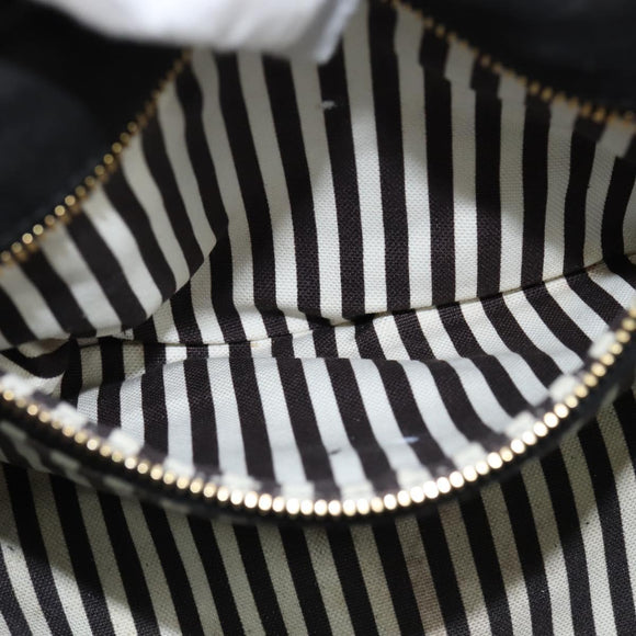 PRADA Canapa PM Hand Bag Canvas Black Gold Auth hk3229