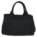 PRADA Canapa PM Hand Bag Canvas Black Gold Auth hk3229-2