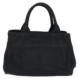 PRADA Canapa PM Hand Bag Canvas Black Gold Auth hk3229 - 0