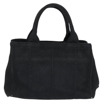 PRADA Canapa PM Hand Bag Canvas Black Gold Auth hk3229 - 0