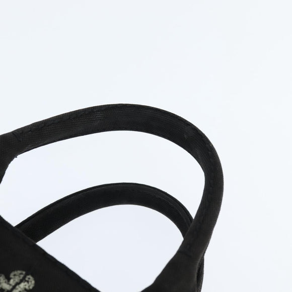 PRADA Canapa PM Hand Bag Canvas Black Gold Auth hk3229