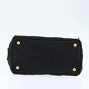 PRADA Canapa PM Hand Bag Canvas Black Gold Auth hk3229-5