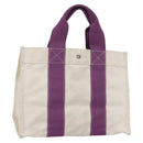 HERMES Bora Bora PM Tote Bag Canvas White Purple Silver Auth hk3231-1