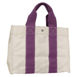 HERMES Bora Bora PM Tote Bag Canvas White Purple Silver Auth hk3231