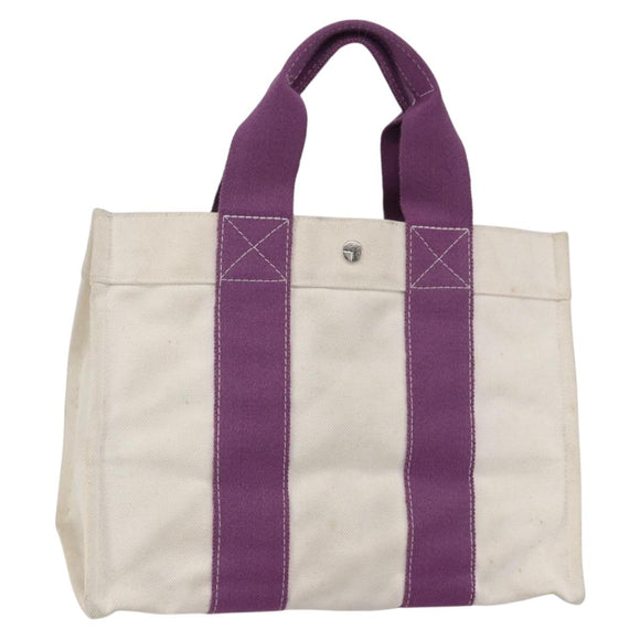 HERMES Bora Bora PM Tote Bag Canvas White Purple Silver Auth hk3231