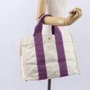 HERMES Bora Bora PM Tote Bag Canvas White Purple Silver Auth hk3231-18