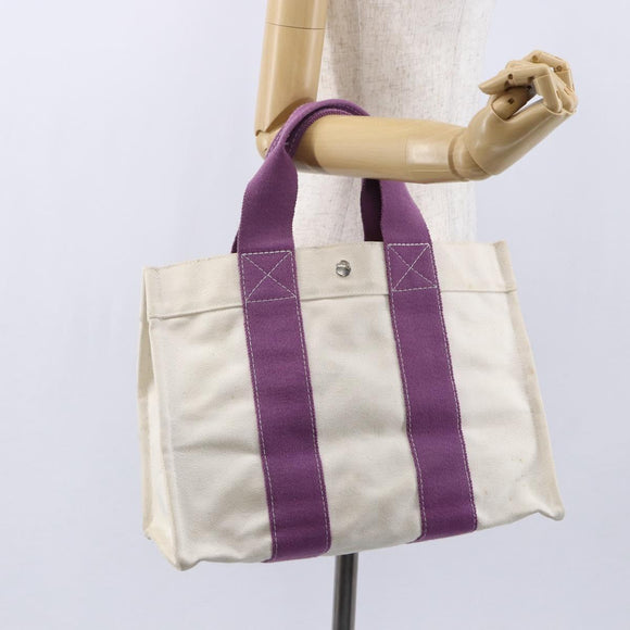 HERMES Bora Bora PM Tote Bag Canvas White Purple Silver Auth hk3231