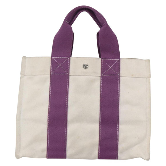 HERMES Bora Bora PM Tote Bag Canvas White Purple Silver Auth hk3231