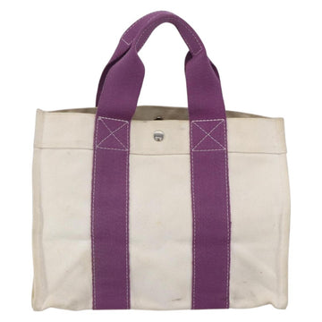 HERMES Bora Bora PM Tote Bag Canvas White Purple Silver Auth hk3231 - 0