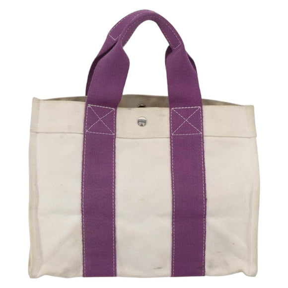 HERMES Bora Bora PM Tote Bag Canvas White Purple Silver Auth hk3231