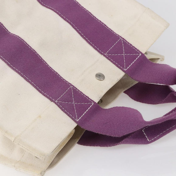 HERMES Bora Bora PM Tote Bag Canvas White Purple Silver Auth hk3231