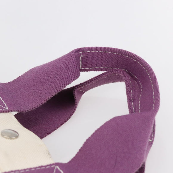 HERMES Bora Bora PM Tote Bag Canvas White Purple Silver Auth hk3231