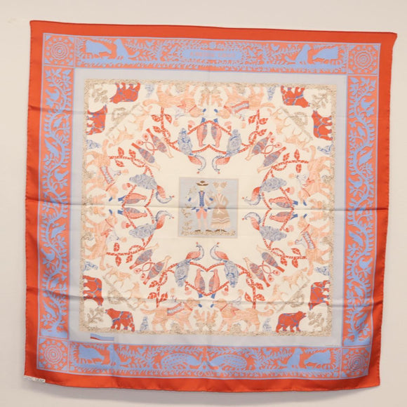 HERMES Carre 90 Scarf ""PELAGES ET CAMOUFLAGE Stain"" Silk Black Auth hk3233