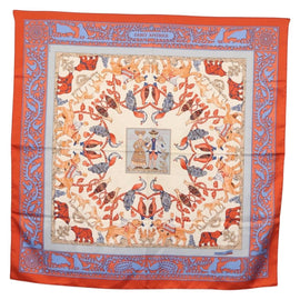 HERMES Carre 90 Scarf ""PELAGES ET CAMOUFLAGE Stain"" Silk Black Auth hk3233