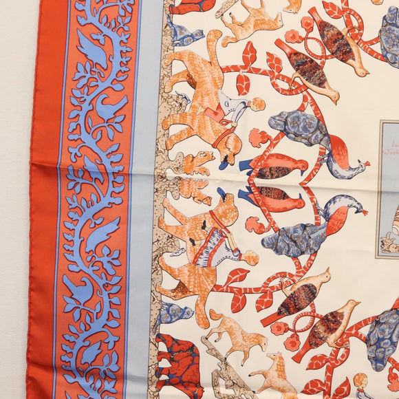 HERMES Carre 90 Scarf ""PELAGES ET CAMOUFLAGE Stain"" Silk Black Auth hk3233