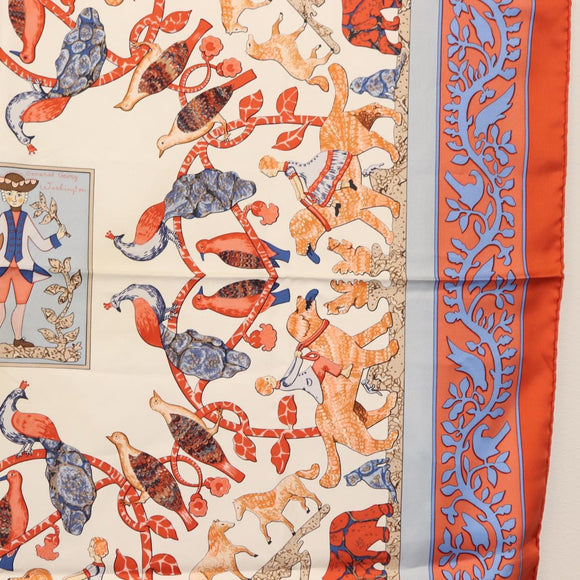 HERMES Carre 90 Scarf ""PELAGES ET CAMOUFLAGE Stain"" Silk Black Auth hk3233