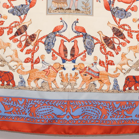 HERMES Carre 90 Scarf ""PELAGES ET CAMOUFLAGE Stain"" Silk Black Auth hk3233