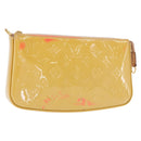 LOUIS VUITTON Vernis Pochette Accessoires Pouch Beige M90072 LV Auth hk3245-1