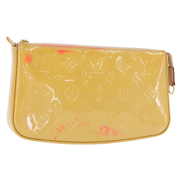 LOUIS VUITTON Vernis Pochette Accessoires Pouch Beige M90072 LV Auth hk3245