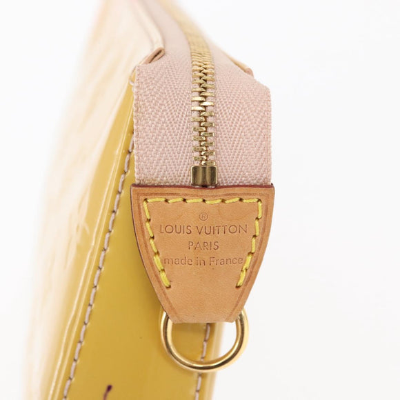 LOUIS VUITTON Vernis Pochette Accessoires Pouch Beige M90072 LV Auth hk3245