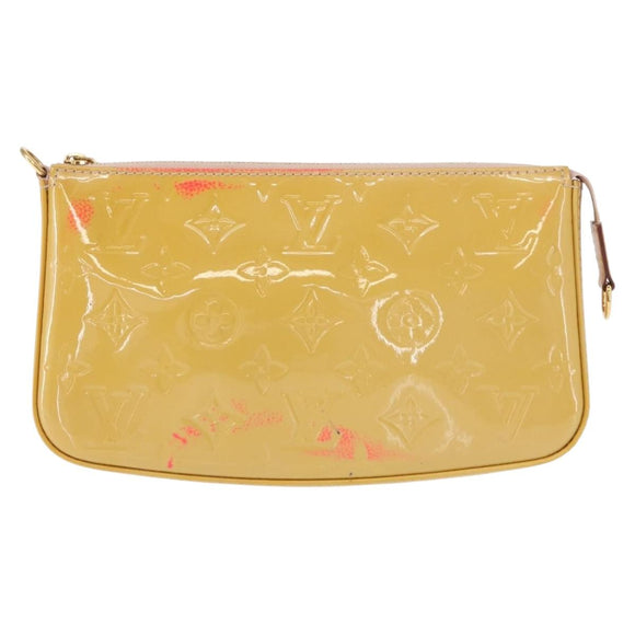 LOUIS VUITTON Vernis Pochette Accessoires Pouch Beige M90072 LV Auth hk3245