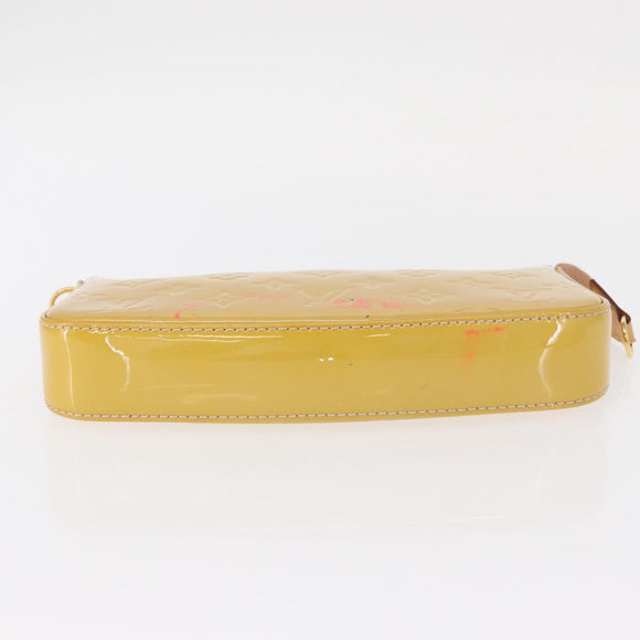 LOUIS VUITTON Vernis Pochette Accessoires Pouch Beige M90072 LV Auth hk3245