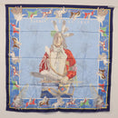 HERMES Carre 90 Scarf ""Pani La Shar Pawnee"" Silk Blue Auth hk3252-13