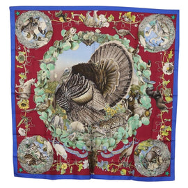 HERMES Carre 90 Scarf ""FAUNE ET FLORE DU TEXAS TEXAS WILDLIFE"" Auth hk3255