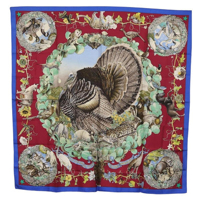 HERMES Carre 90 Scarf ""FAUNE ET FLORE DU TEXAS TEXAS WILDLIFE"" Auth hk3255