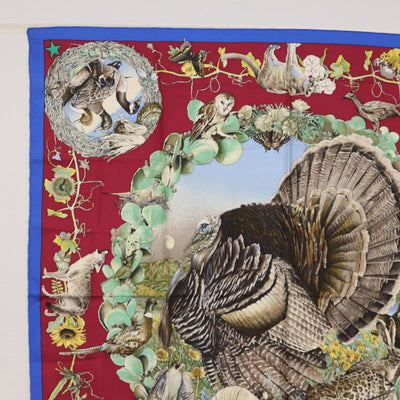 HERMES Carre 90 Scarf ""FAUNE ET FLORE DU TEXAS TEXAS WILDLIFE"" Auth hk3255 - 0